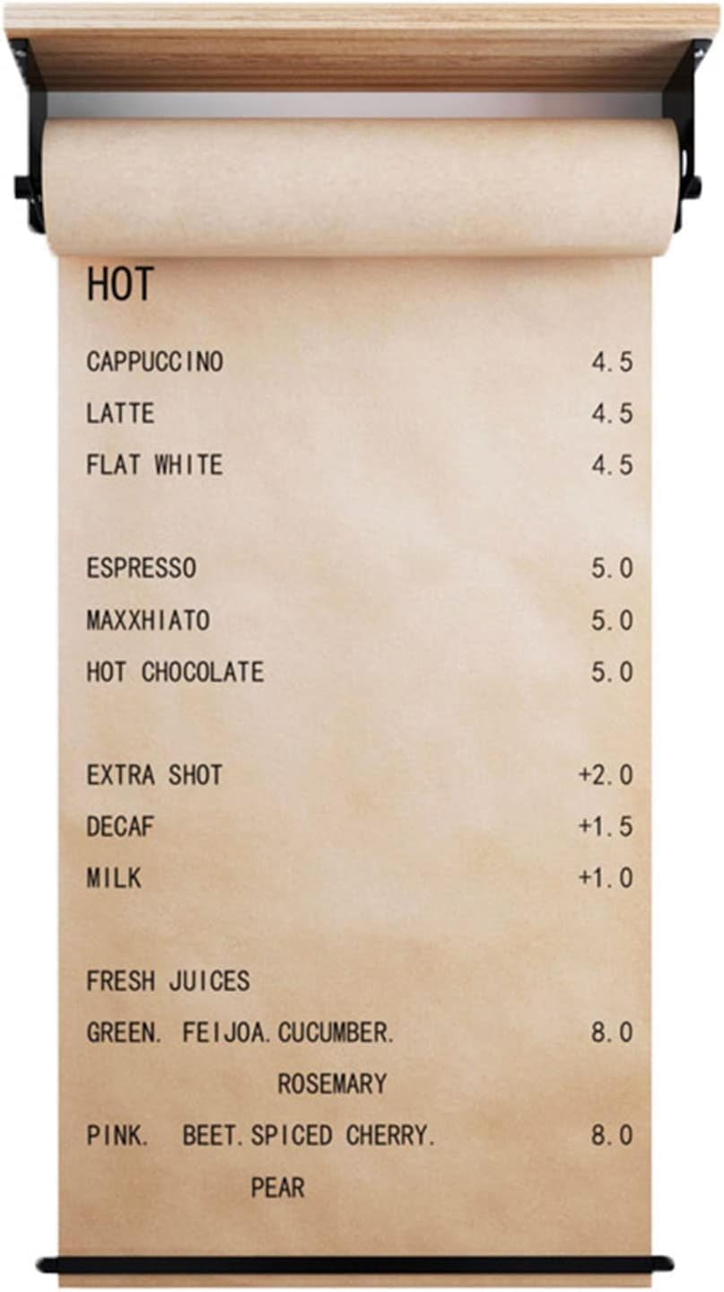 Dozownik I Obcinak Do Papieru Pakowego Montowany Na Ścianie Z Drewnianą Półką I Rolką Papieru – Do List Zadań Do Wykonania, Menu I Notatek, Jeden Kolor, Szerokość 70 Cm/27,6 Cala