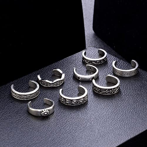 8Pcs Retro Joint Ring Beach Foot Ring Unique Opening Finger Ring Toe Ring Foot Jewelry Creative And Exquisite Workmanship #TOP3