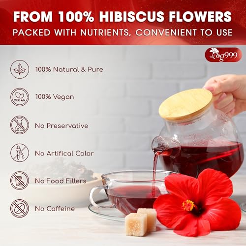 Image of TOG999, Premium Hibiscus Flowers 16oz, 220 Cups | Dried Petals | Naturally Caffeine-Free Herbal Tea | Vibrant Color & Tart Floral Flavor | Non-GMO, Gluten-Free, Vegan | Perfect for Tea, Beverages, and Crafts
