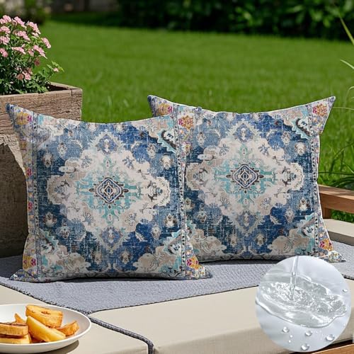 Vorysum Outdoor Kissen 50x50 cm Bohemian Dekokissen Wetterfest Kissenbezüge Vintage Kissenhülle Blau Kissen Sommer Sofakissen für Wohnzimmer Schlafzimmer Garten Dekorative 2er Set Vorysum Outdoor Kissen 50x50 cm Bohemian Dekokissen Wetterfest Kissenbezüge Vintage Kissenhülle Blau Kissen Sommer Sofakissen für Wohnzimmer Schlafzimmer Garten Dekorative 2er Set