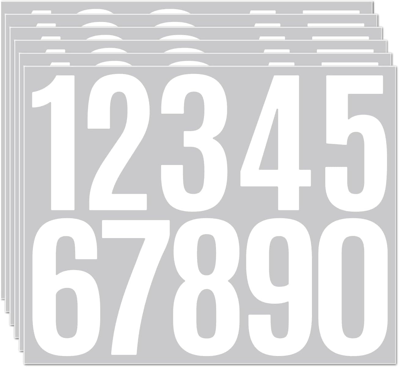 6 Sheets 3 Inch Number Stickers 0-9 Vinyl Self-Adhesive Large Numbers for DIY Crafts, Classroom Projects, Scrapbooking, Posters, Bulletin Boards, Scrapbooking, Windows & Home Decor(White)