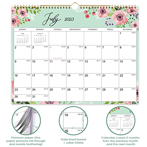 2023-2024 Wall Calendar - 18 Monthly Wall Calendar, July 2023 - December 2024, Calendar 2023-2024, 15'' X 11.5'' Wall Calendar 2023-2024 With Large Blocks Twin-Wire Binding, Premium Paper, Julian Dates #TOP3