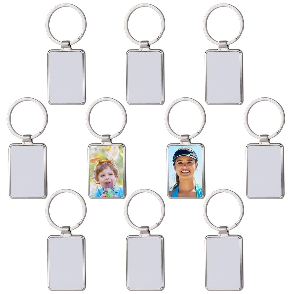 NALACAL 10 Pcs Sublimation Blank Keychain Metal Heat Transfer Keychain with Key Rings Key Chain Pendant for DIY Craft Supplies