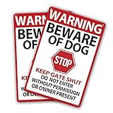 Letreros de advertencia con texto en inglés ''Beware of Dog'' para valla, 12 x 8 pulgadas