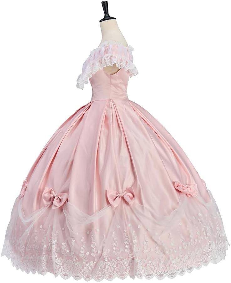 Women Southern Belle Renaissance Costume Pink Victorian 1860s Civil War Wedding Dress Rococo Ball Gown - Image 4