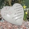 Personalised Grave Ornament/Memorial Plaque with Heart With 3 butterflies & Blue Gems | Graveside Decoration Gift in the Loving Memory of your Loving Deceased Ones (Sister) #4
