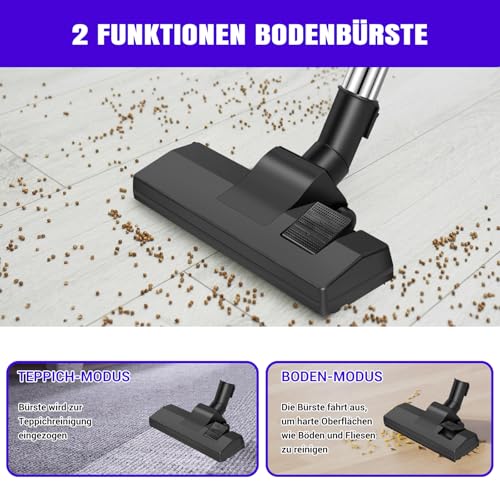 Staubsauger für Tierhaare 1500W - Zylinder Staubsauger ohne Beutel mit 5m Teleskoprohr für alle Böden, Auto & Haushalt - 4