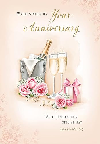 Piccadilly Greetings Anniversary Card, Warm Wishes on Your Anniversary - 9 x 6 inches