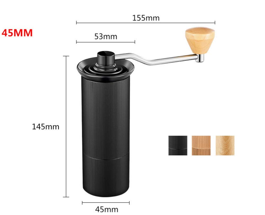 Ręczne młynki do kawy ręcznie rozchwytywany młynek ze stopu aluminium ręczny ekspres do kawy przenośny młynek do kawy 45 mm (kolor: Czarny)