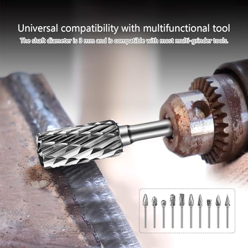 Hartmetall Frässtifte, 10 Stück Doppelschnitt Metallfräser Dremel Schleifaufsätze für Schleifen, Schnitzen, Metallpolieren, Gravieren, Bohren