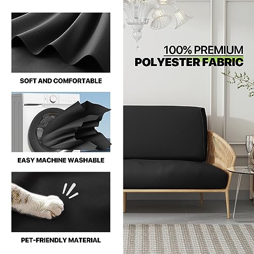 Magshion Futon Cover High Stretch Armless Sofa Bed Slipcover Anti-Slip Furniture Protector Twin Size 39\"x75\"x6\" Black - Thumbnail 4