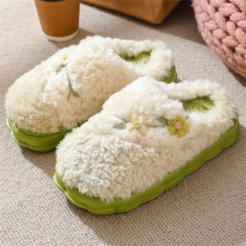 Flower Slippers - Unisex Adults - Men, Women, Home Users - Slip-On - One Size Fits Most - Non-Slip - Indoor/Outdoor - Cotton Plush - EVA Sole2