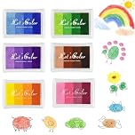 CafullCon 6 Pcs 24 Colors Ink Pads for Stamping, Fingerprint Ink Pad for Crafting Card Making, DIY Washable Stamp Ink Pad, Ink Stamp Pad for Imagination, Scrapbooking, Card Making, Art, Craft