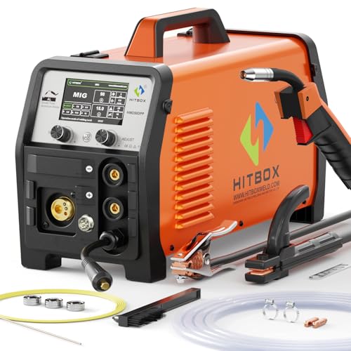 HITBOX Soldadora MIG de aluminio 8 en 1 con pulso simple/doble, MIG con/sin gas, MMA, Lift-TIG, Spool Gun, soldadura por puntos (HIM250DPP)