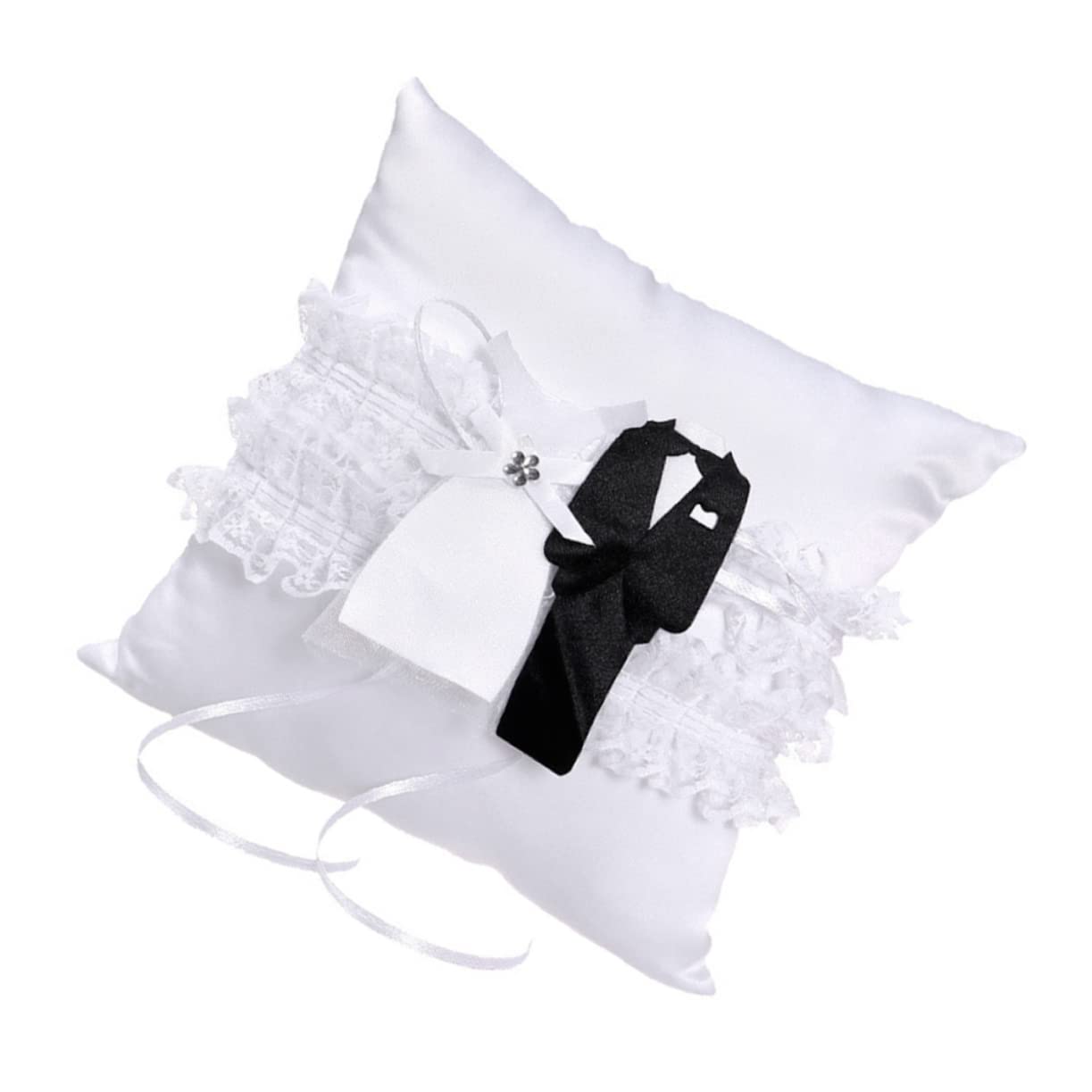 Abaodam 3 Stücke Hochzeit Träger Kissen Spitze Container Für Hochzeit Träger Für Hochzeit Weiß Spitze Kissen Bogen Für Zeremonie