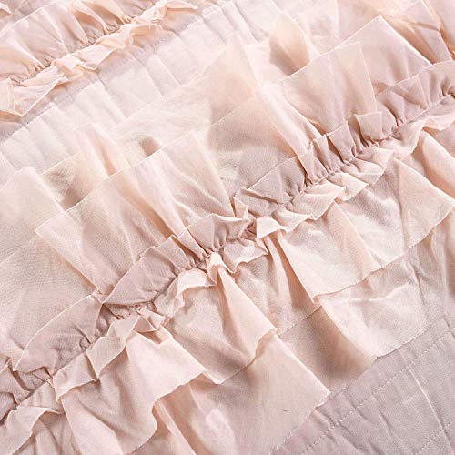 Lush Décor Belle 3 Piece Ruffled Quilt - Pink Blush - Full/Queen Quilt Set #TOP6
