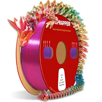 Reprapper Triple Color Filament Coextrusion PLA Filament 1.75mm for 3D Printer, Multicolor Like Dual Color Rainbow PLA, 2.2lbs (1kg), Silk PLA Red/Gold/Blue