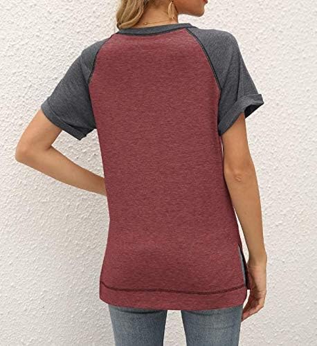 Aaearefu Women Fashion Casual Short Sleeve Crew Neck T-Shirts Summer Loose Color Block Patchwork Cotton Tops 3 Aaearefu Women Fashion Casual Short Sleeve Crew Neck T-Shirts Summer Loose Color Block Patchwork Cotton Tops