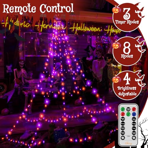 Ollny Halloween Lights Outdoor 454 LED Spider Web Lights Orange & Purple — view 4