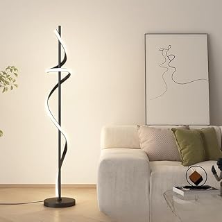 Décor Chronicle Black Modern Floor Lamp, Spiral Rod Design with 3 LED Modes (Warm, Neutral, Cool), Elegant Standing Lamp f... Price In India