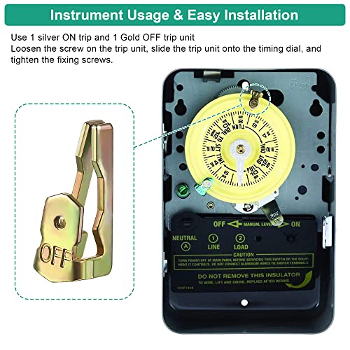 Dreyoo Time Switch Replacement Trippers Kit Compatible With Intermatic 156T1978A For T100 Series Clock Dial Trippers Timers (5 Silver On Tripper /5 Gold Off Tripper /10 Fixing Screws) #TOP5