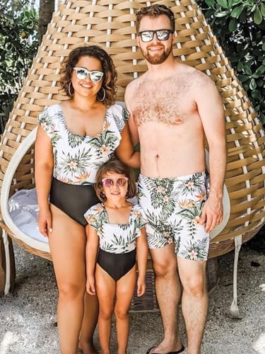 IFFEI Mommy and Me Swimsuits One Piece Monokini Bathing Suits Pattern Printed Family Matching Swimwear3