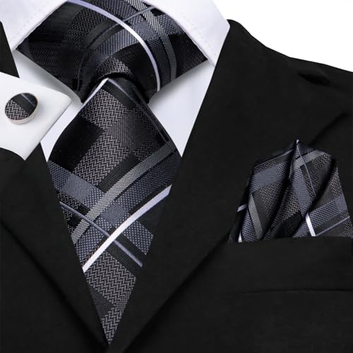 Image of Dubulle Mens Tie and Lapel Pin Paisley Striped Floral Necktie for Men Pocket Square Cufflinks 4PCS Set Wedding Party