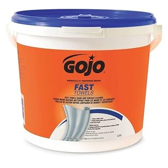 GOJO FAST TOWELS Fresh Citrus Scent, 225 Count Large Multi-Purpose Single Textured Wet Towel Bucket Pack of 2 - 6299-02