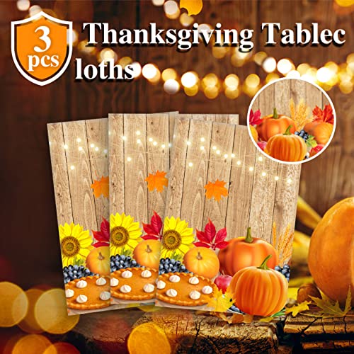 Mokeja Party Thanksgiving Decorations Tablecloth Fall Maple Leave And Pumpkin Sunflower Disposable Table Covers Thanksgiving Theme Tablecloth For Harvest Party Table Decoration 3Pack 54 * 108Inch thumb #2