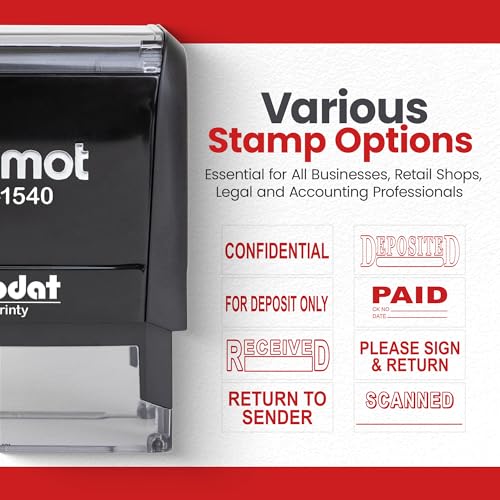 Promot Received Self Inking Rubber Stamp - Refillable Received Stamper - Business, Bookkeeping, Ordering, Accounting, Work, Office Stamps - Red Ink - Thumbnail 6