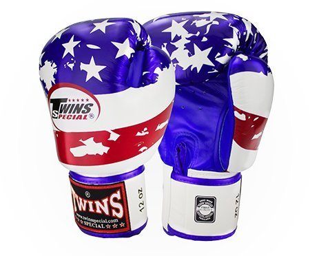 Twins Special Fancy guantes de boxeo de piel de velcro en la muñeca la bandera americana tamaño 16u00a0oz.