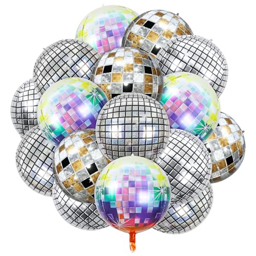 Disco Ball Balloons, 16PCS Disco Balloons, 22 Inches Helium 4D Colorful Disco Party Decoration Balloon Perfect for 70s 80s 90s Disco Party Decorations, Birthdays Bachelor Parties, Unique and Shiny