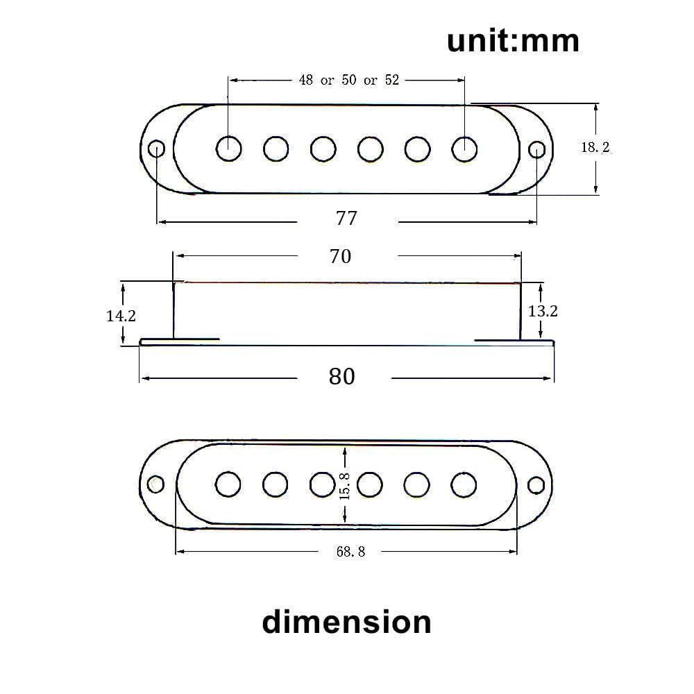 KAISH 3 X 52mm Pickup Cover For Stratocaster/Strat Guitar - Black