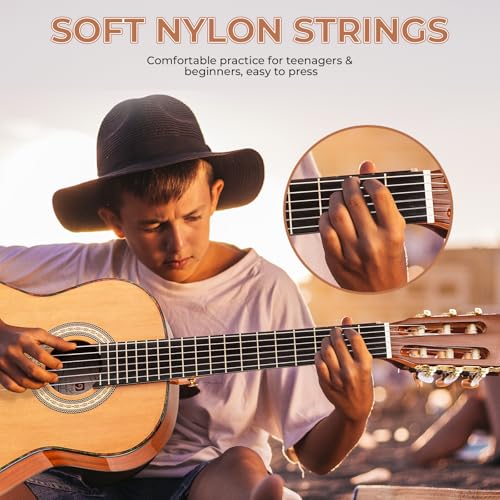 Image of Vangoa Classical Guitar 3 /4 Inch Acoustic Classical Guitar, 36 Inch Junior Size Nylon String Guitar Bundle Kit for Beginner Teens, Cedar Top