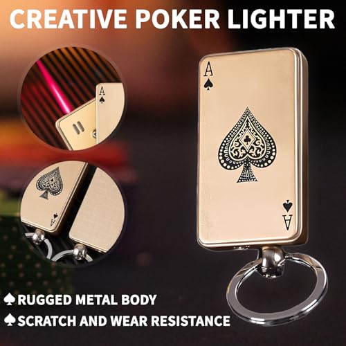 Encendedor metálico con diseño de cartas de poker miniatura 2