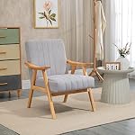 HOMCOM Sessel Wohnzimmer Loungesessel Armlehnstuhl Relaxsessel mit Gummiholzbeine, Polstersessel mit Samtoptik, Lesesessel für Schlafzimmer Arbeitszimmer Hellgrau – Bild 2