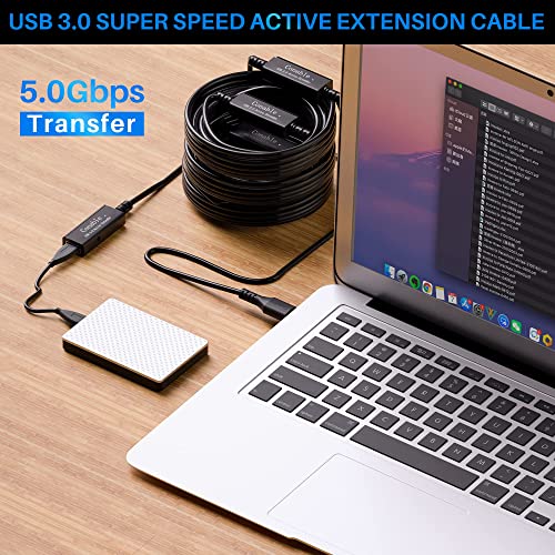 Usb 3.0 Active Repeater Extension Cable 100 Feet, 22Awg Heavy Duty Usb A Male To Female Extender Cord (From 2Ft To 100Ft For Selection), 2 Signal Booster Smart Chips With An Ac Power Adapter- 100Ft #TOP5