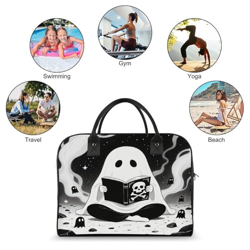 Maletín negro ligero para laptop con diseño de fantasma miniatura 4