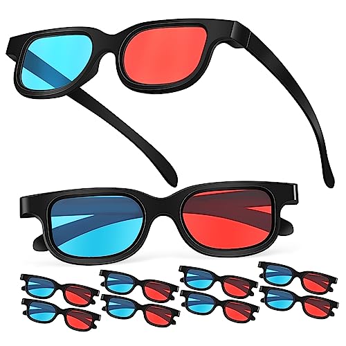 BESTonZON 10pcs Glasses with Red- Lenses for Enhanced Viewing Monitors Tvs and Screens Lightweight Frame for Movies Games and Home Theater
