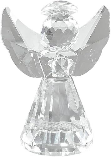 Figura de ángel guardián de cristal de 3 pulgadas, bonita estatua de ángel de cristal transparente, decoración de pisapapeles, bonito regalo de arte