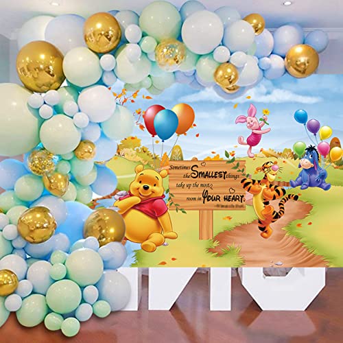 Classic Cartoon Bear Backdrop Honey Bear Forest Friends Love Heart Happy Birthday Photography Background Girls Baby Shower Party Supplies Cake Table Banner Kids Bedroom Decorations 7X5Ft #TOP1