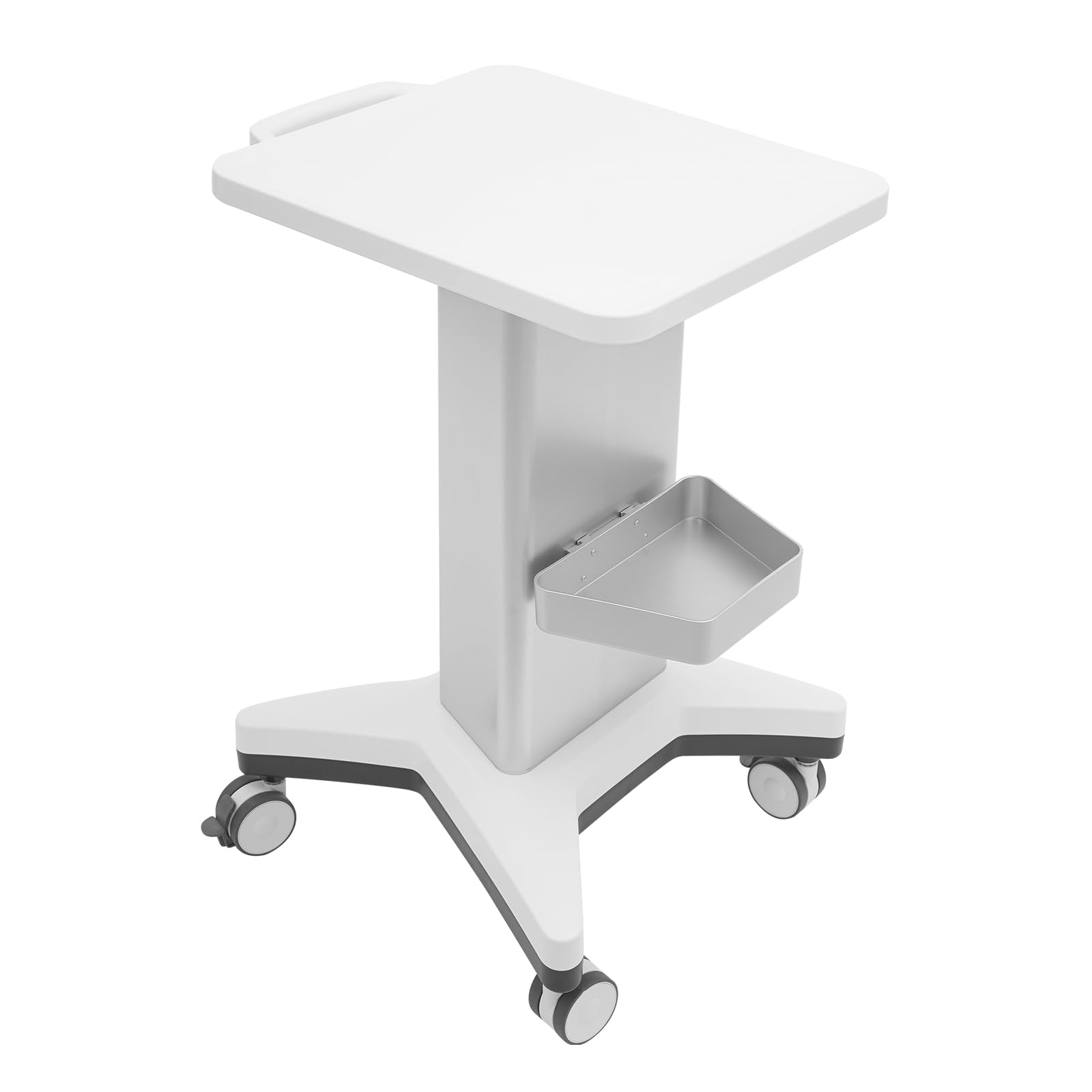 Kosmetikwagen mit Ablagefach 60kg & Seitenbox (Silber) | Friseur Rollwagen aus ABS, Gerätewagen mit 4 Rollen & 2 Bremsen, Beauty Salon Trolley für Klinik Zuhause