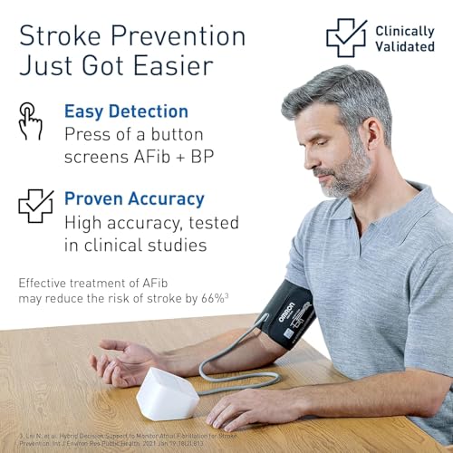 Image of Omron HEM-7194T1-FL Upper Arm Automatic Blood Pressure Monitor with AFib Detection, IntelliWrap 360 Accuracy Cuff, Large Display, without AC Adapter