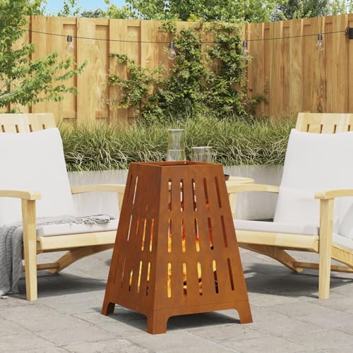 BARULUOAKLIFE Focolare da Esterno in Acciaio Invecchiato Marrone Cilindrico 50x50x70 cm, Design Rustico per Riscaldamento a Legna, Ideale per Giardino e Patio, Resistente alla Ruggine,