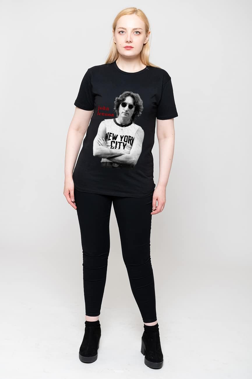 John Lennon Unisex T-Shirt: New York City B&W - Large - Image 5