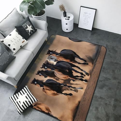Tapis motif chevaux antidérapant pour sécuriser et réchauffer votre chambre - 4