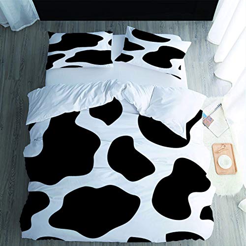 UDUVOG Parures De Lit Sets - Housse De Couette en Microfibre avec Fermeture Éclair pour Adultes Enfants 140X200Cm Modèle De Vache Créative Housse De Couette 1 Personnes + 2 Taies 65X55Cm Cover