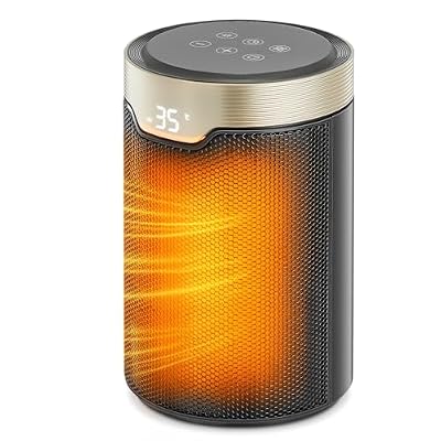 FOHERE Space Heater, ETL Certified 1500W PTC Portable Electric Heaters with Thermostat, 24H Timer, Memory Function, Touch Display, 5 Modes, Fast Heating, Quiet Safety Heat for Office Bedroom Home