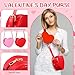 Dansydaisy 2 Pcs Heart Crossbody Bag for Women, PU Leather Small Satchel Purse, Adjustable Strap, Valentine's Day Gift (Red,Pink)