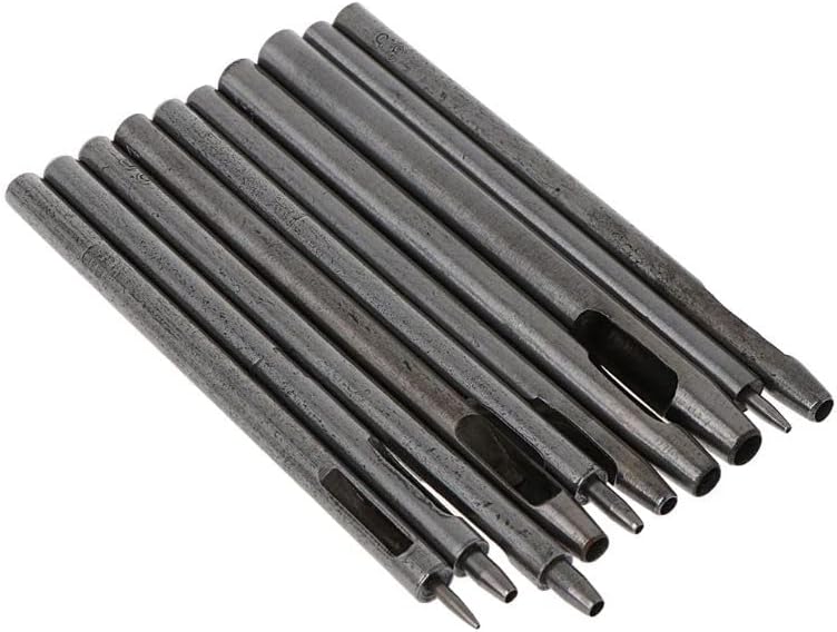 10Pcs Leather Hole Punch Cutter 0.5mm-5mm Working Tools for Leather Watch Bands Belts Canvas Paper Plastics Round E56C